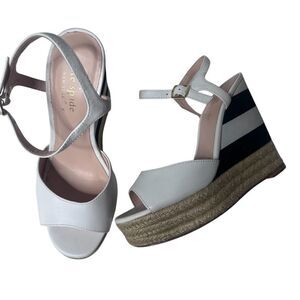 Kate Spade Deanna white vacchetta wedges 5 espadrille